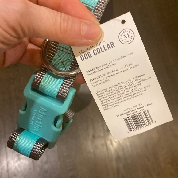 Martha Stewart Adjustable Nylon Dog Collar Size 20 - Neck 18-26" Mint Green/Gray - Picture 8 of 11